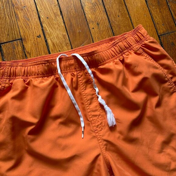 Vintage Y2K Nike Swim Trunks Lined Size L Men Orange White Embroidered‎ Logo - Picture 2 of 7